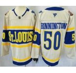 Men's St Louis Blues #50 Jordan Binnington Cream 2025 Winter Classic Authentic Jersey