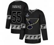 Men's St. Louis Blues #55 Colton Parayko Authentic Black Team Logo Fashion 2019 Stanley Cup Champions Hockey Jersey