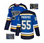 Men's St. Louis Blues #55 Colton Parayko Authentic Royal Blue Fashion Gold 2019 Stanley Cup Champions Hockey Jersey