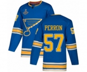 Men's St. Louis Blues #57 David Perron Authentic Navy Blue Alternate 2019 Stanley Cup Champions Hockey Jersey