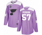 Men's St. Louis Blues #57 David Perron Authentic Purple Fights Cancer Practice 2019 Stanley Cup Champions Hockey Jersey