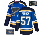 Men's St. Louis Blues #57 David Perron Authentic Royal Blue Fashion Gold 2019 Stanley Cup Champions Hockey Jersey