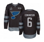 Men's St. Louis Blues #6 Joel Edmundson Authentic Black 1917-2017 100th Anniversary 2019 Stanley Cup Champions Hockey Jersey