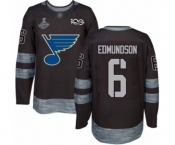 Men's St. Louis Blues #6 Joel Edmundson Authentic Black 1917-2017 100th Anniversary 2019 Stanley Cup Champions Hockey Jersey