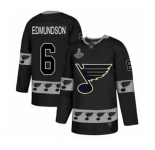 Men's St. Louis Blues #6 Joel Edmundson Authentic Black Team Logo Fashion 2019 Stanley Cup Champions Hockey Jersey
