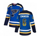 Men's St. Louis Blues #6 Joel Edmundson Authentic Blue Drift Fashion 2019 Stanley Cup Champions Hockey Jersey