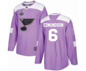 Men's St. Louis Blues #6 Joel Edmundson Authentic Purple Fights Cancer Practice 2019 Stanley Cup Champions Hockey Jersey