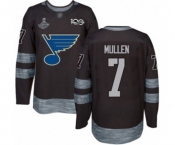 Men's St. Louis Blues #7 Joe Mullen Authentic Black 1917-2017 100th Anniversary 2019 Stanley Cup Champions Hockey Jersey