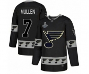 Men's St. Louis Blues #7 Joe Mullen Authentic Black Team Logo Fashion 2019 Stanley Cup Champions Hockey Jersey