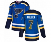Men's St. Louis Blues #7 Joe Mullen Authentic Blue Drift Fashion 2019 Stanley Cup Champions Hockey Jersey