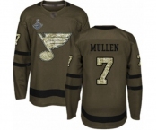 Men's St. Louis Blues #7 Joe Mullen Authentic Green Salute to Service 2019 Stanley Cup Champions Hockey Jersey