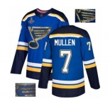 Men's St. Louis Blues #7 Joe Mullen Authentic Royal Blue Fashion Gold 2019 Stanley Cup Champions Hockey Jersey