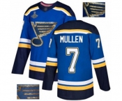 Men's St. Louis Blues #7 Joe Mullen Authentic Royal Blue Fashion Gold 2019 Stanley Cup Champions Hockey Jersey