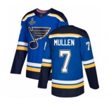 Men's St. Louis Blues #7 Joe Mullen Authentic Royal Blue Home 2019 Stanley Cup Champions Hockey Jersey