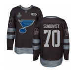 Men's St. Louis Blues #70 Oskar Sundqvist Authentic Black 1917-2017 100th Anniversary 2019 Stanley Cup Champions Hockey Jersey