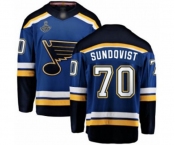 Men's St. Louis Blues #70 Oskar Sundqvist Fanatics Branded Royal Blue Home Breakaway 2019 Stanley Cup Champions Hockey Jersey