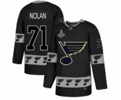 Men's St. Louis Blues #71 Jordan Nolan Authentic Black Team Logo Fashion 2019 Stanley Cup Champions Hockey Jersey