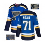 Men's St. Louis Blues #71 Jordan Nolan Authentic Royal Blue Fashion Gold 2019 Stanley Cup Champions Hockey Jersey