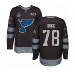 Men's St. Louis Blues #78 Dominik Bokk Authentic Black 1917-2017 100th Anniversary 2019 Stanley Cup Champions Hockey Jersey