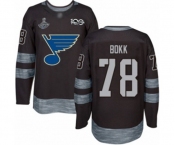 Men's St. Louis Blues #78 Dominik Bokk Authentic Black 1917-2017 100th Anniversary 2019 Stanley Cup Champions Hockey Jersey