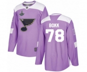 Men's St. Louis Blues #78 Dominik Bokk Authentic Purple Fights Cancer Practice 2019 Stanley Cup Champions Hockey Jersey