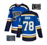 Men's St. Louis Blues #78 Dominik Bokk Authentic Royal Blue Fashion Gold 2019 Stanley Cup Champions Hockey Jersey