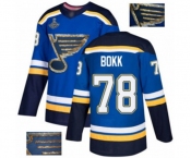 Men's St. Louis Blues #78 Dominik Bokk Authentic Royal Blue Fashion Gold 2019 Stanley Cup Champions Hockey Jersey
