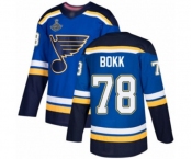 Men's St. Louis Blues #78 Dominik Bokk Authentic Royal Blue Home 2019 Stanley Cup Champions Hockey Jersey