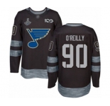 Men's St. Louis Blues #90 Ryan O'Reilly Authentic Black 1917-2017 100th Anniversary 2019 Stanley Cup Champions Hockey Jersey