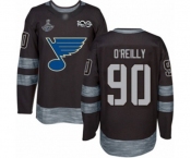 Men's St. Louis Blues #90 Ryan O'Reilly Authentic Black 1917-2017 100th Anniversary 2019 Stanley Cup Champions Hockey Jersey