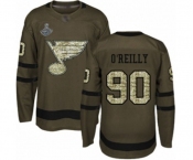 Men's St. Louis Blues #90 Ryan O'Reilly Authentic Green Salute to Service 2019 Stanley Cup Champions Hockey Jersey