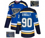 Men's St. Louis Blues #90 Ryan O'Reilly Authentic Royal Blue Fashion Gold 2019 Stanley Cup Champions Hockey Jersey