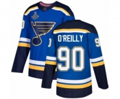 Men's St. Louis Blues #90 Ryan O'Reilly Authentic Royal Blue Home 2019 Stanley Cup Champions Hockey Jersey
