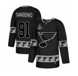 Men's St. Louis Blues #91 Vladimir Tarasenko Authentic Black Team Logo Fashion 2019 Stanley Cup Champions Hockey Jersey