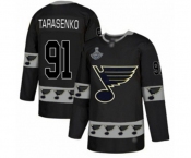 Men's St. Louis Blues #91 Vladimir Tarasenko Authentic Black Team Logo Fashion 2019 Stanley Cup Champions Hockey Jersey