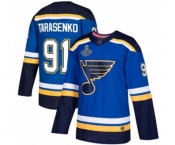 Men's St. Louis Blues #91 Vladimir Tarasenko Authentic Royal Blue Home 2019 Stanley Cup Champions Hockey Jersey