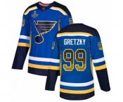 Men's St. Louis Blues #99 Wayne Gretzky Authentic Blue Drift Fashion 2019 Stanley Cup Champions Hockey Jersey