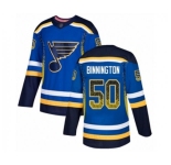 St. Louis Blues #50 Jordan Binnington Authentic Blue Drift Fashion Hockey Jersey