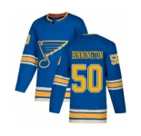 St. Louis Blues #50 Jordan Binnington Authentic Navy Blue Alternate Hockey Jersey