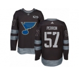 en's Adidas St. Louis Blues #57 David Perron Authentic Black 1917-2017 100th Anniversary NHL Jersey