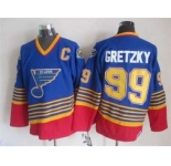 nhl jerseys st. louis blues #99 gretzky blue[patch C][2015 new]
