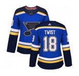 Women Adidas St. Louis Blues #18 Tony Twist Authentic Royal Blue Home NHL Jersey