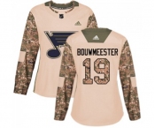 Women Adidas St. Louis Blues #19 Jay Bouwmeester Authentic Camo Veterans Day Practice NHL Jersey