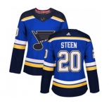 Women Adidas St. Louis Blues #20 Alexander Steen Authentic Royal Blue Home NHL Jersey