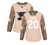 Women Adidas St. Louis Blues #20 Alexander Steen Camo Authentic 2017 Veterans Day Stitched NHL Jersey