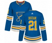 Women Adidas St. Louis Blues #21 Tyler Bozak Premier Navy Blue Alternate NHL Jersey