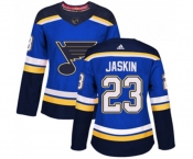 Women Adidas St. Louis Blues #23 Dmitrij Jaskin Authentic Royal Blue Home NHL Jersey