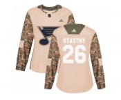 Women Adidas St. Louis Blues #26 Paul Stastny Camo Authentic 2017 Veterans Day Stitched NHL Jersey