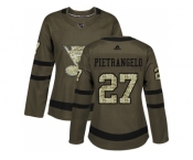 Women Adidas St. Louis Blues #27 Alex Pietrangelo Green Salute to Service Stitched NHL Jersey