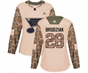 Women Adidas St. Louis Blues #28 Kyle Brodziak Authentic Camo Veterans Day Practice NHL Jersey